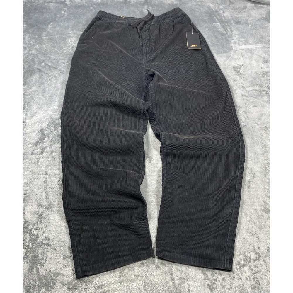 Vans Range Baggy Tapered Pants Black Elastic Waist Size Small (30x30) Cords NWT